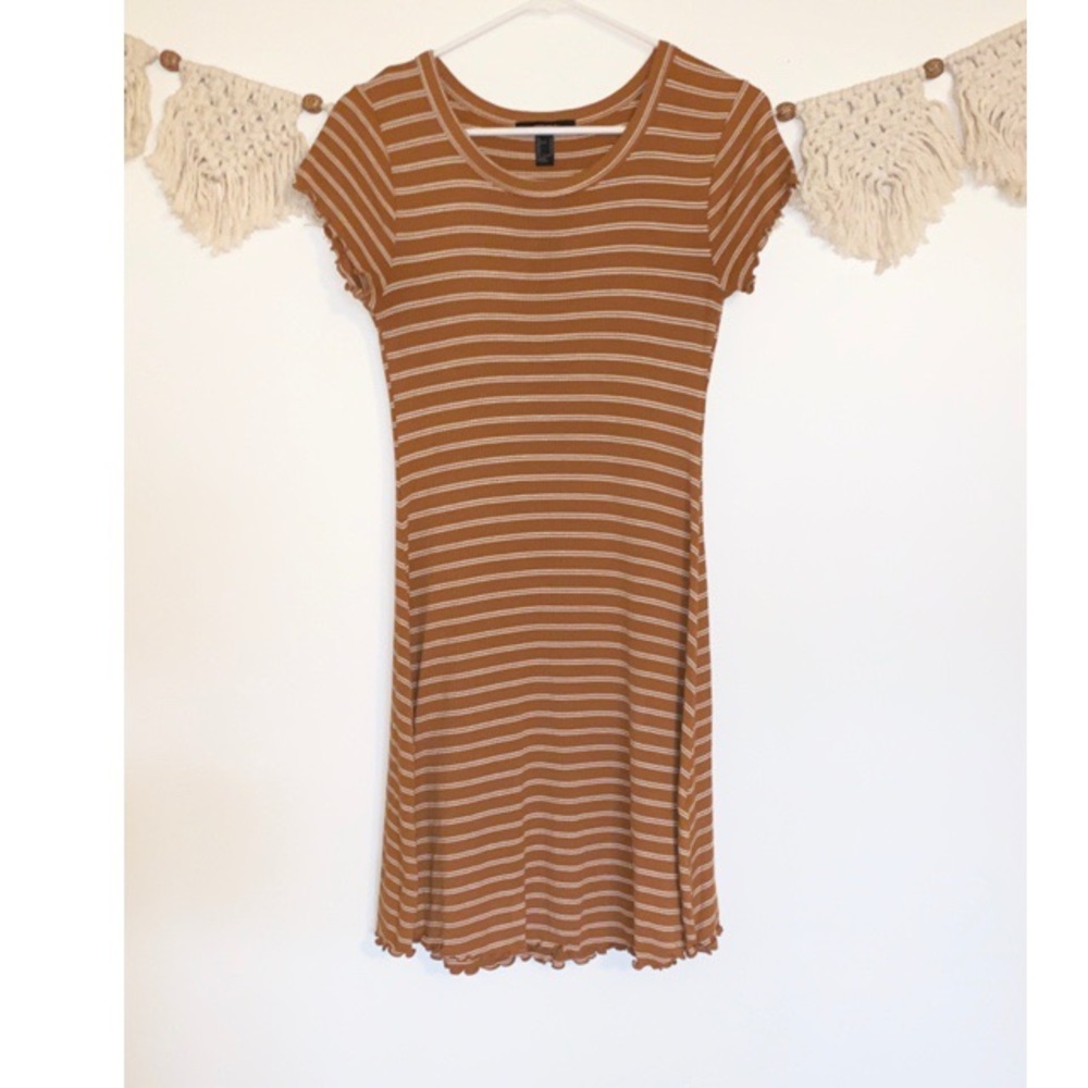 Forever 21 mustard color stripes fall dress